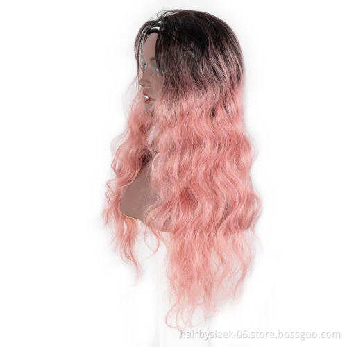 Rebecca super long straight deep body wave braid ombre color Different hair styles in pink synthetic hair headband wig for woman